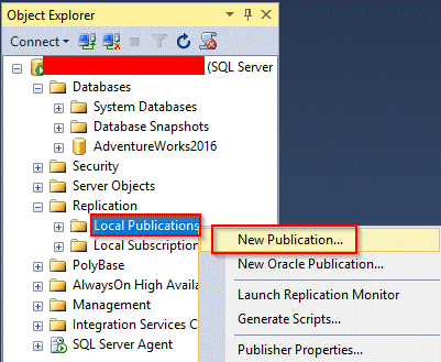 SQL Server Replication: New Publication